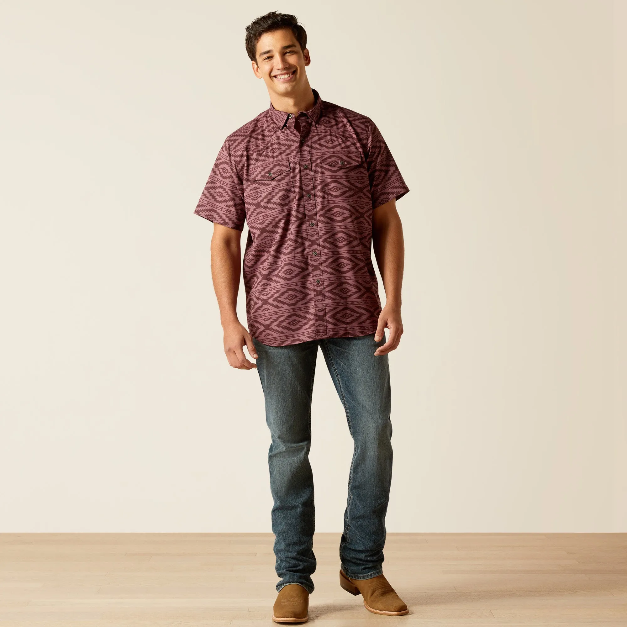 Ariat Mens 10051380 Mens VentTEK Western Shirt in Darkwood Red Limited Edition