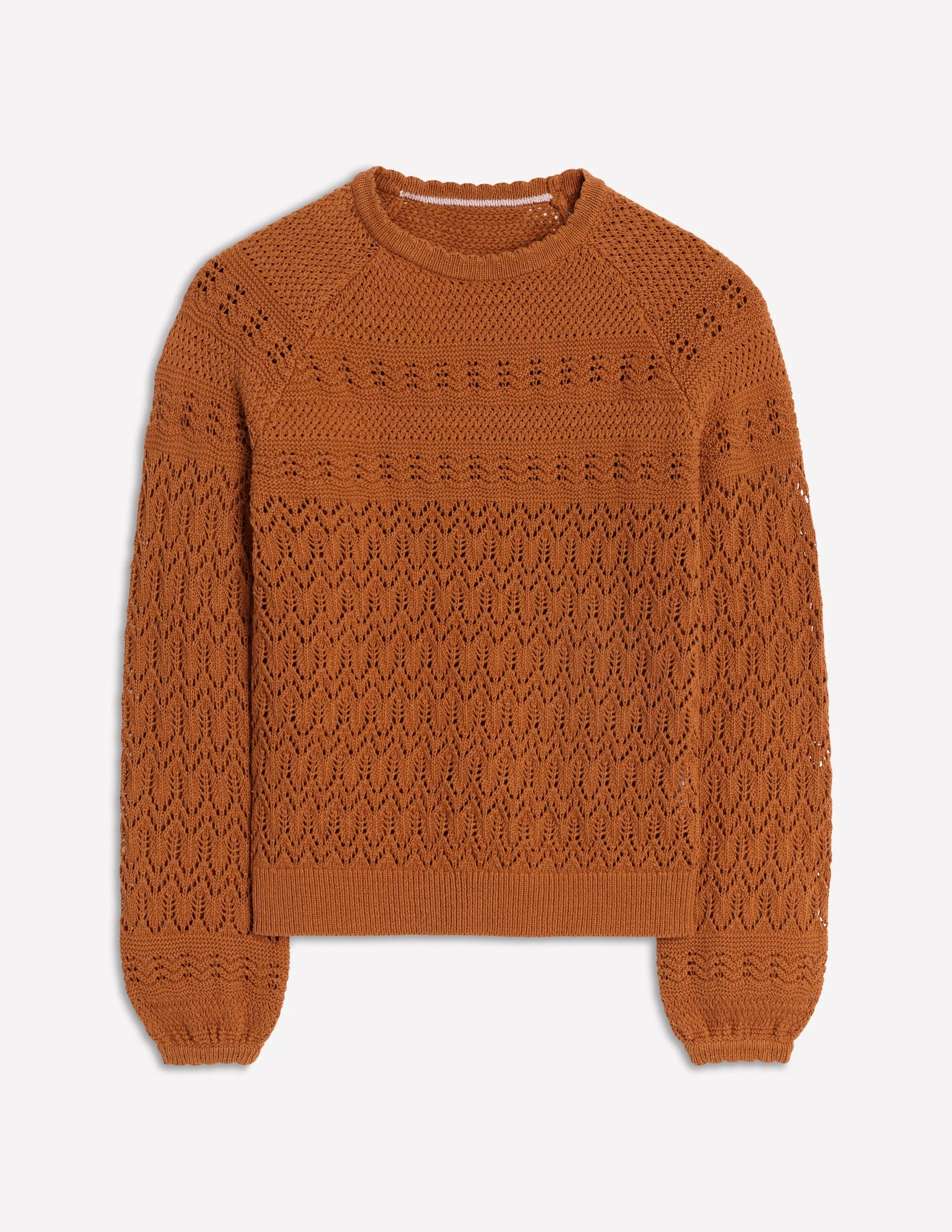 Cotton Stitch Crew Jumper-Copper Brown