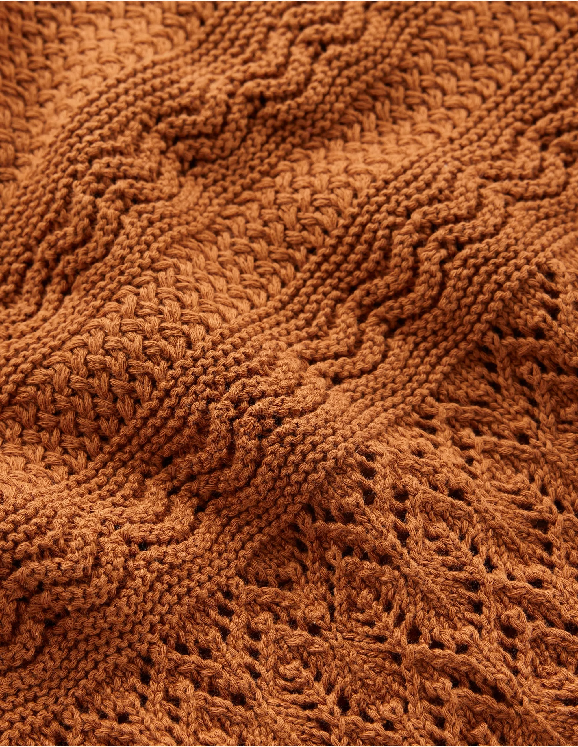 Cotton Stitch Crew Jumper-Copper Brown