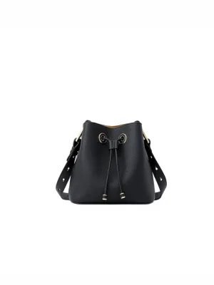 Cube Drawstring Leather Bucket Bag
