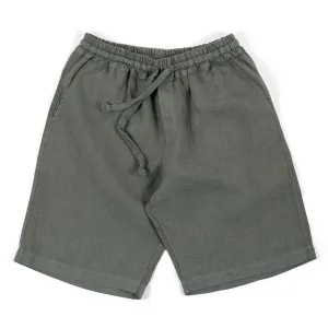 Fedeli Linen Bermuda Shorts in Dark Harbour Green