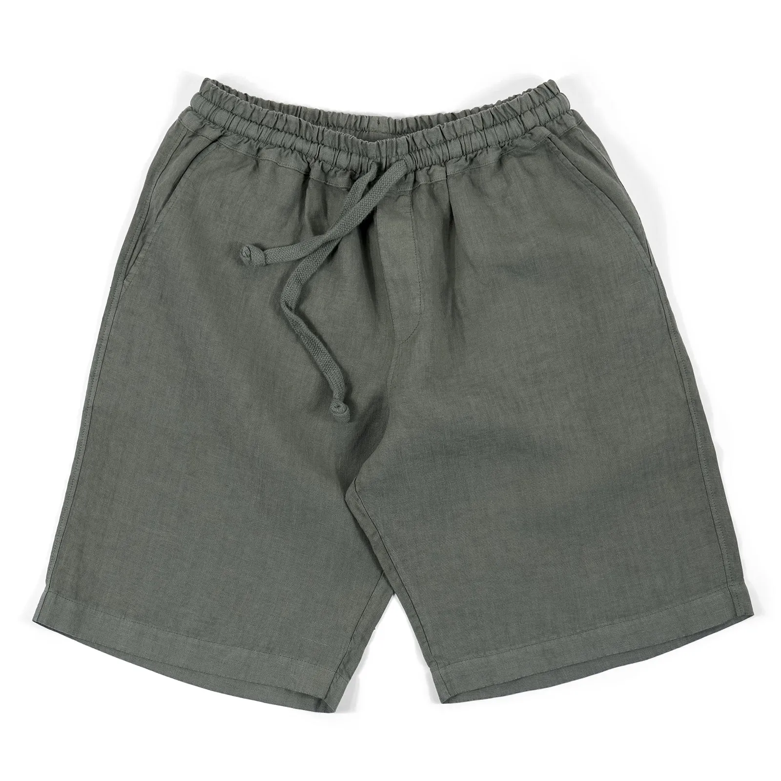 Fedeli Linen Bermuda Shorts in Dark Harbour Green