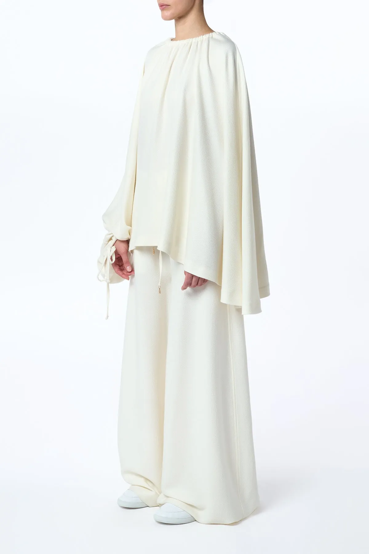 Gelos Wide-Leg Pant in Ivory Soft Leather
