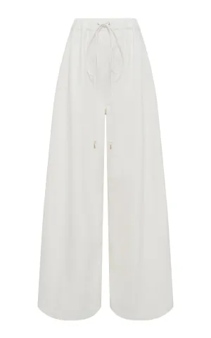 Gelos Wide-Leg Pant in Ivory Soft Leather