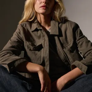 Herringbone Shirt Jacket - Army Green