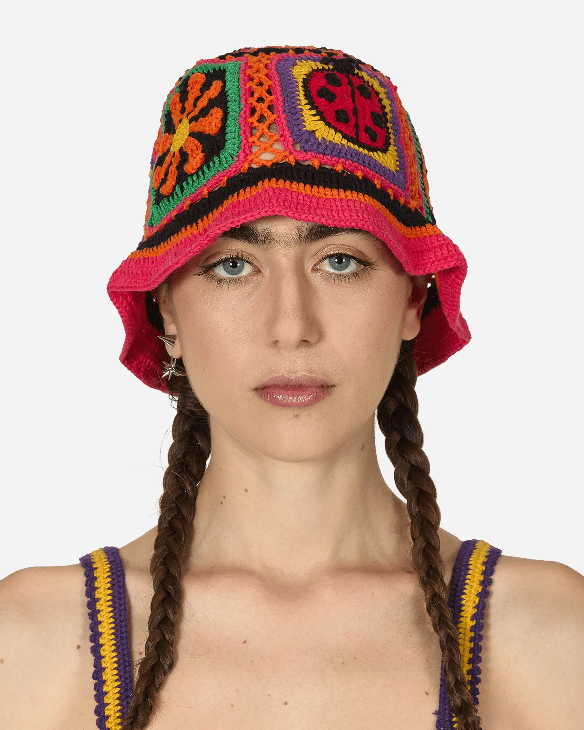 HG Square Hand-Knitted Bucket Hat Black