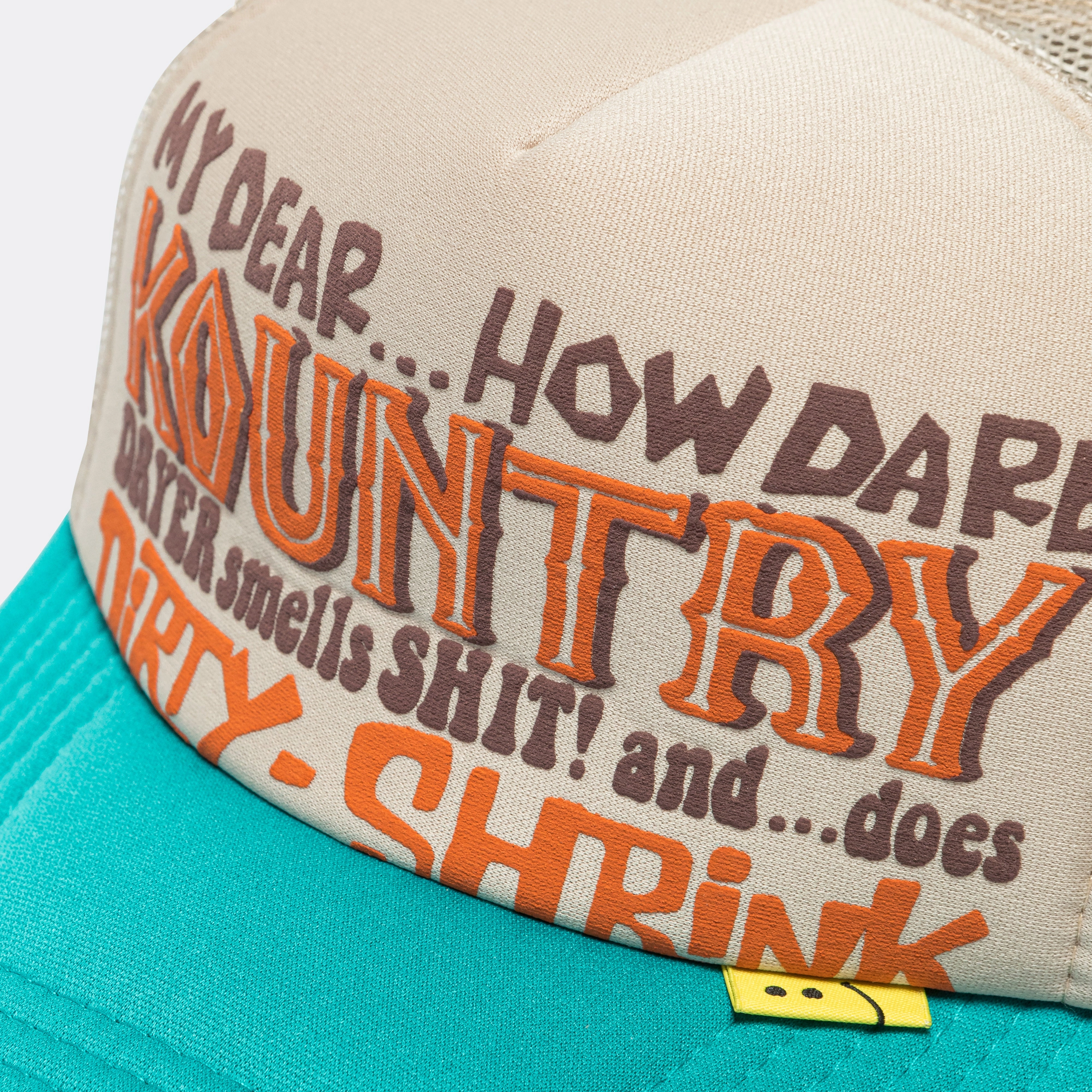 KOUNTRY DIRTY SHRINK Trucker CAP - Beige x Turquoise