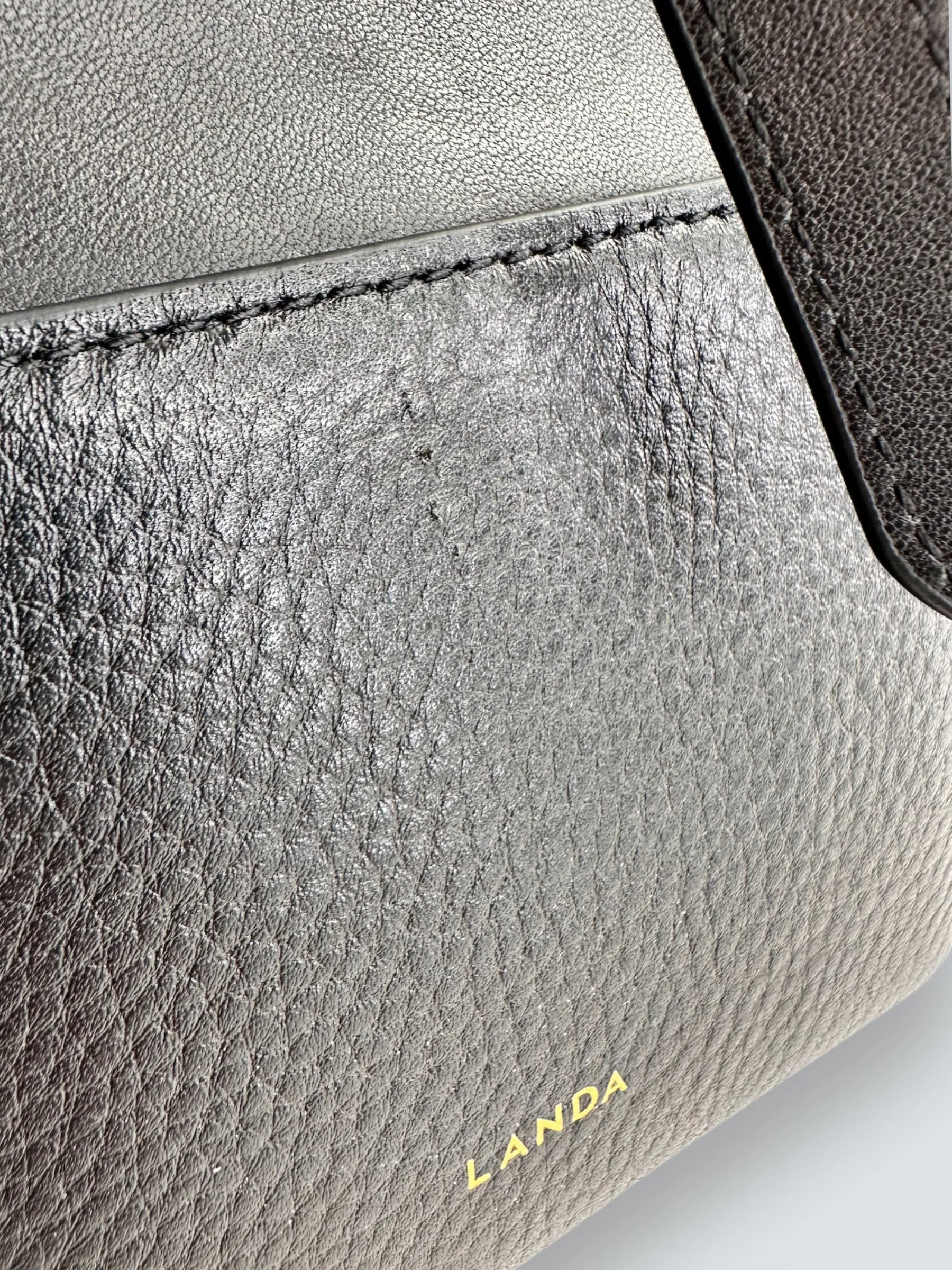 LANDA Black Leather Bucket Crossbody