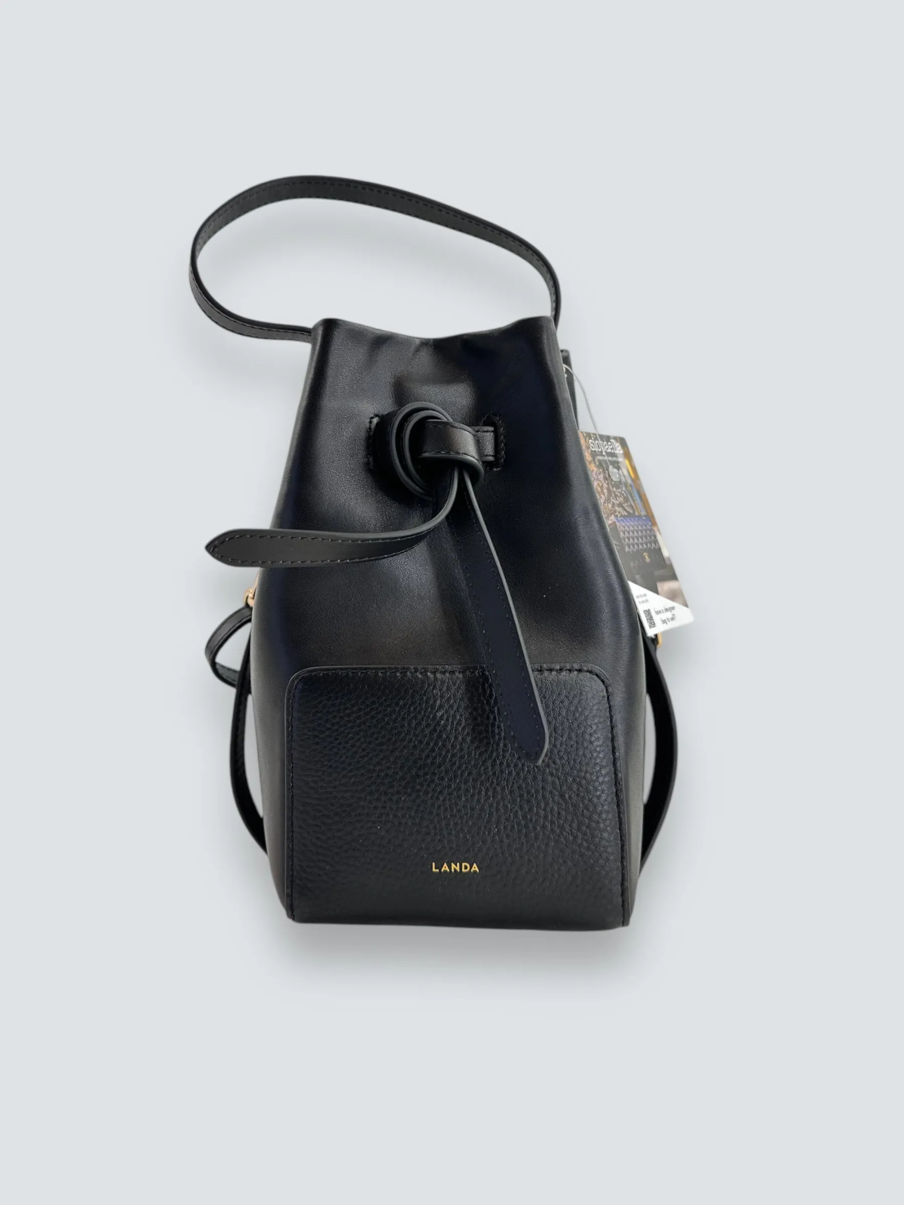 LANDA Black Leather Bucket Crossbody