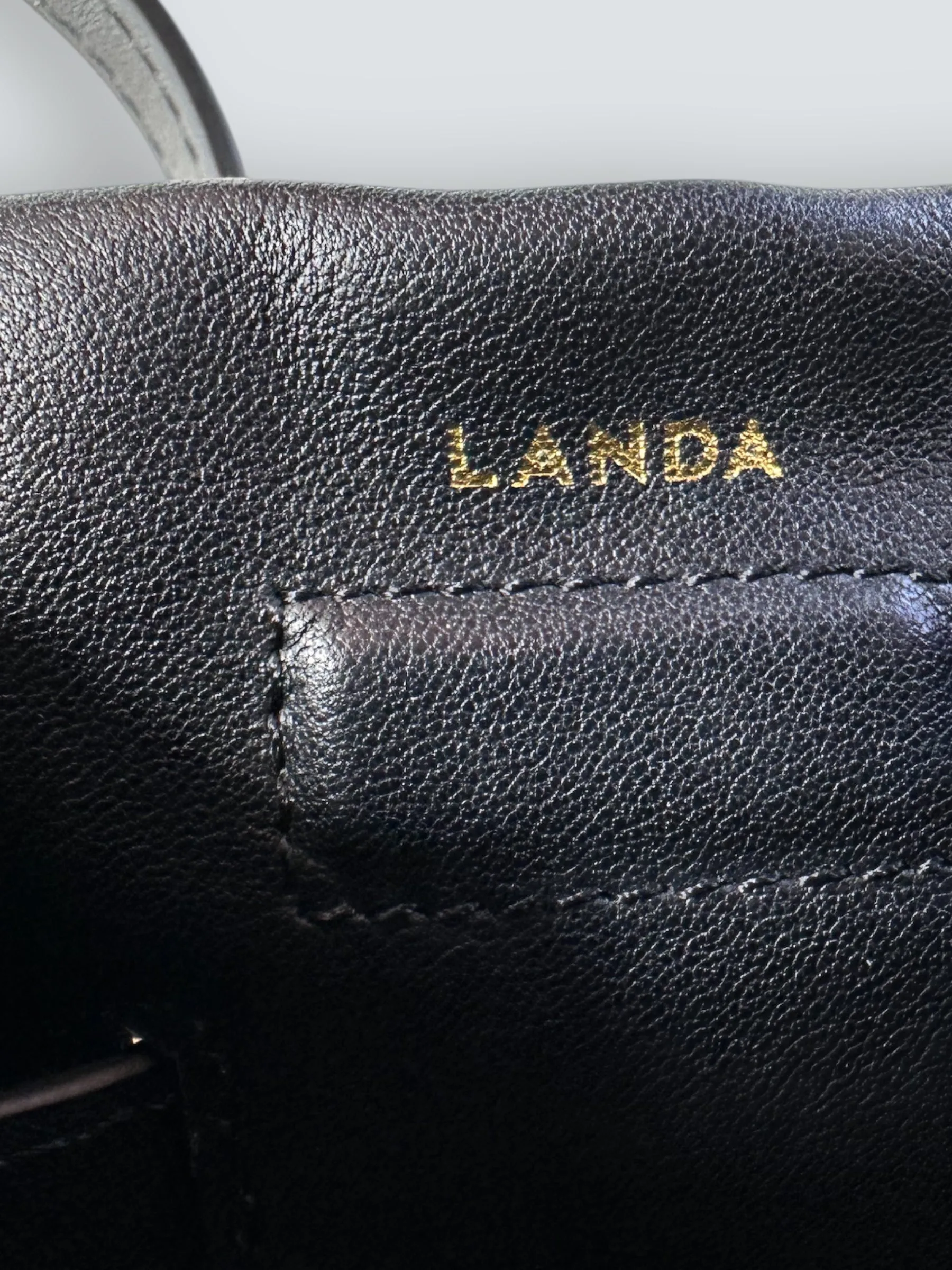 LANDA Black Leather Bucket Crossbody