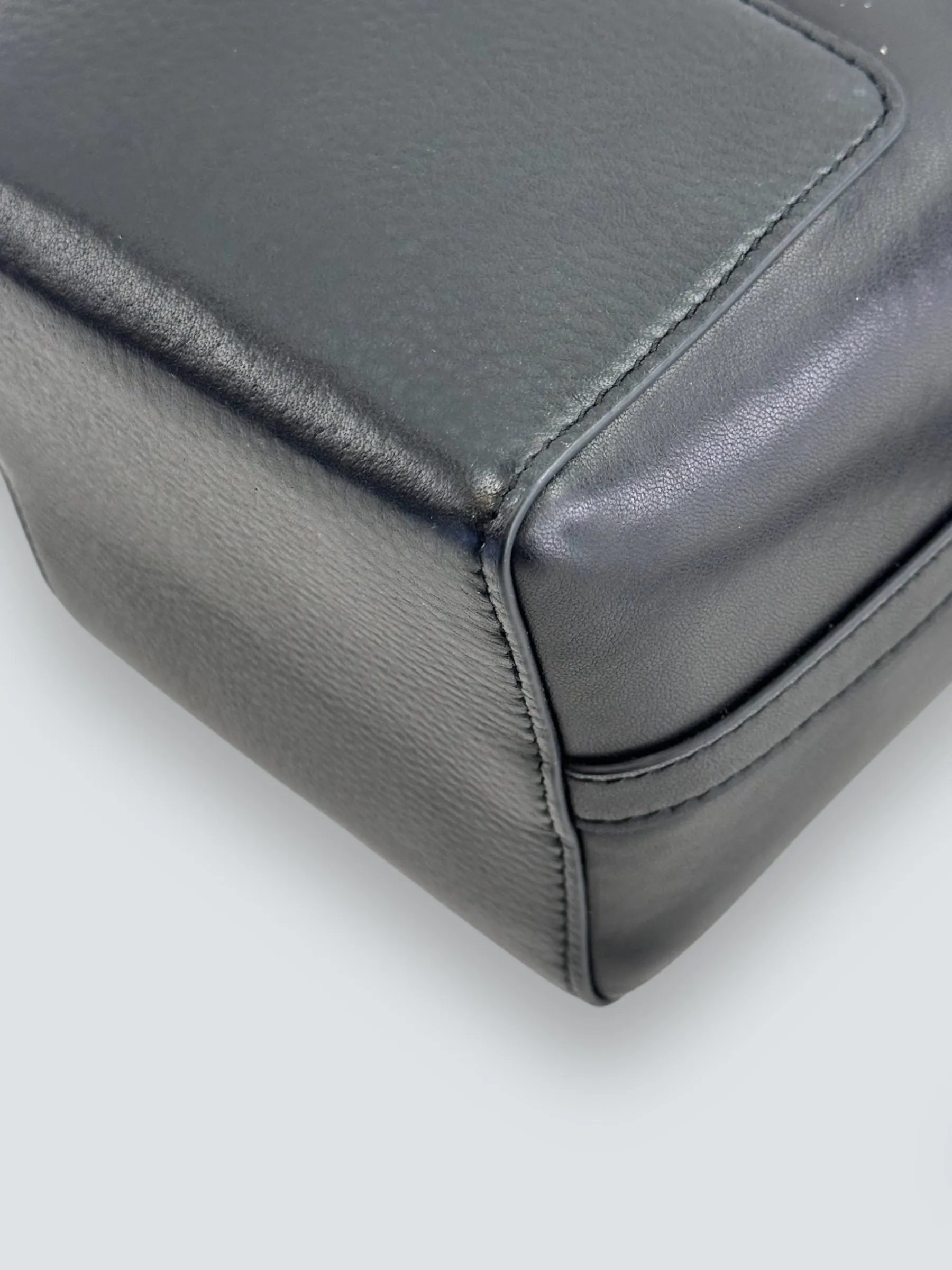 LANDA Black Leather Bucket Crossbody