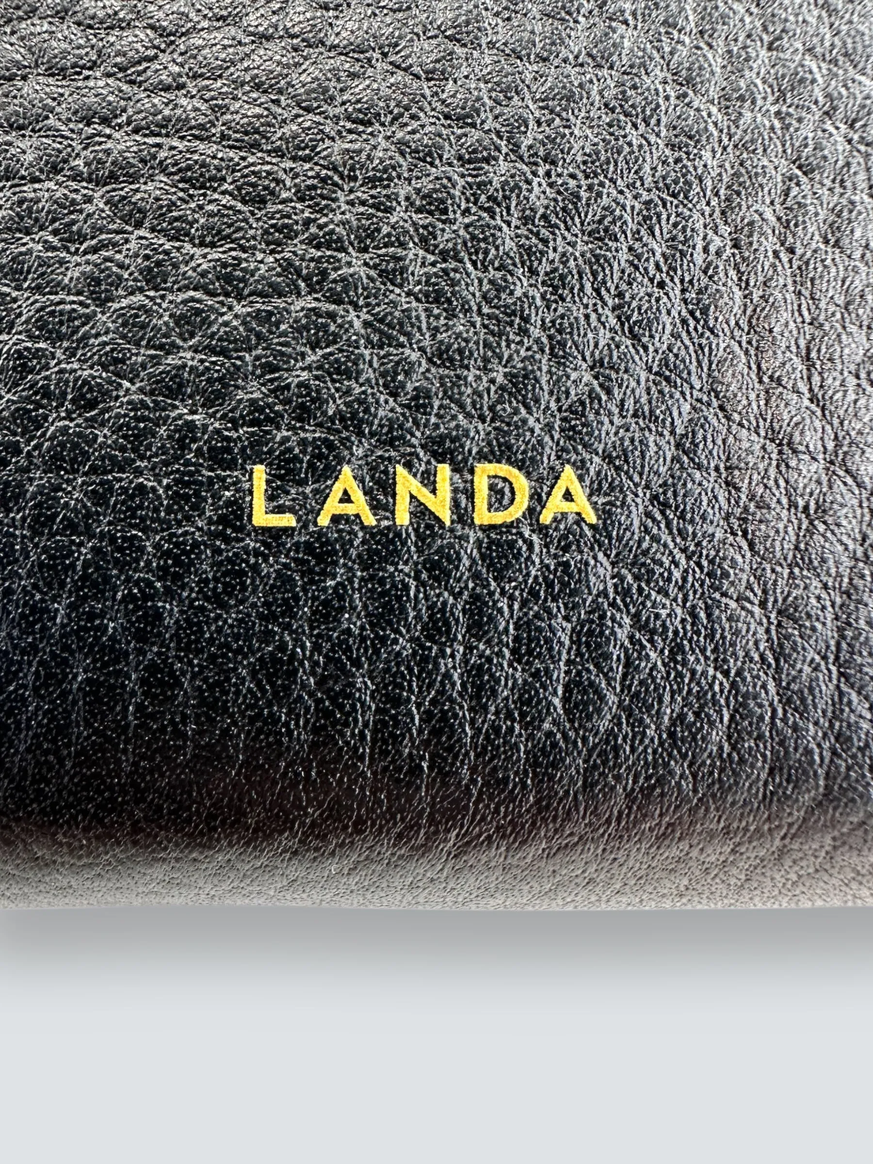 LANDA Black Leather Bucket Crossbody