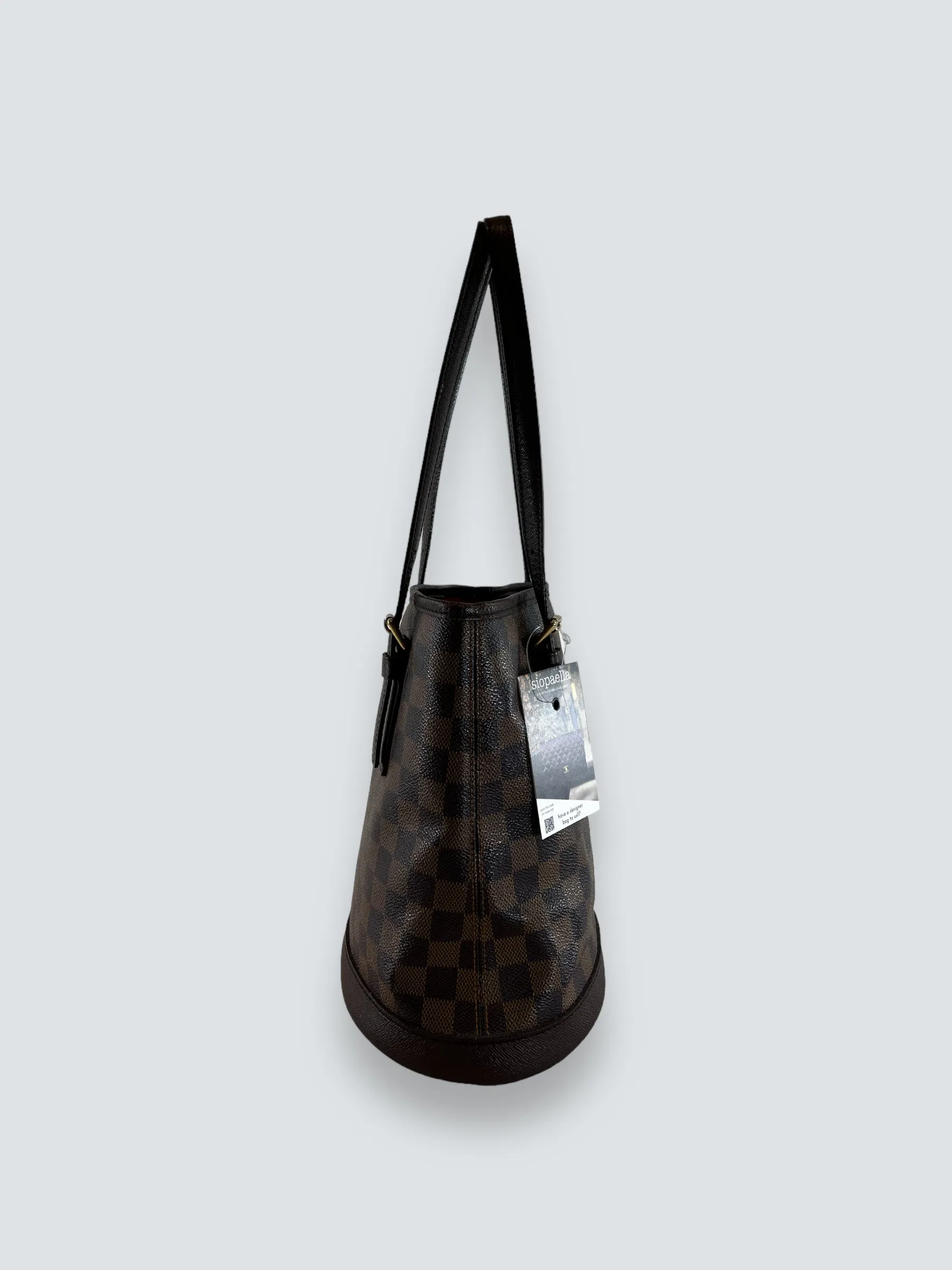 Louis Vuitton Damier Ebene Canvas Petite Bucket Handbag