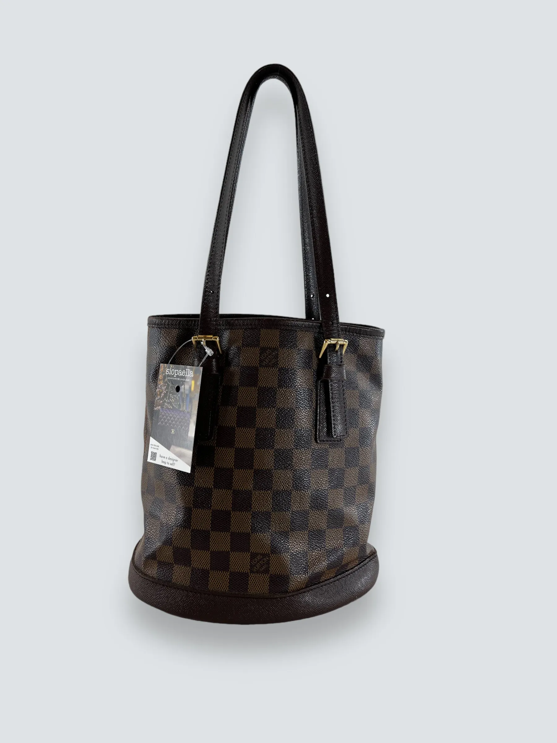 Louis Vuitton Damier Ebene Canvas Petite Bucket Handbag