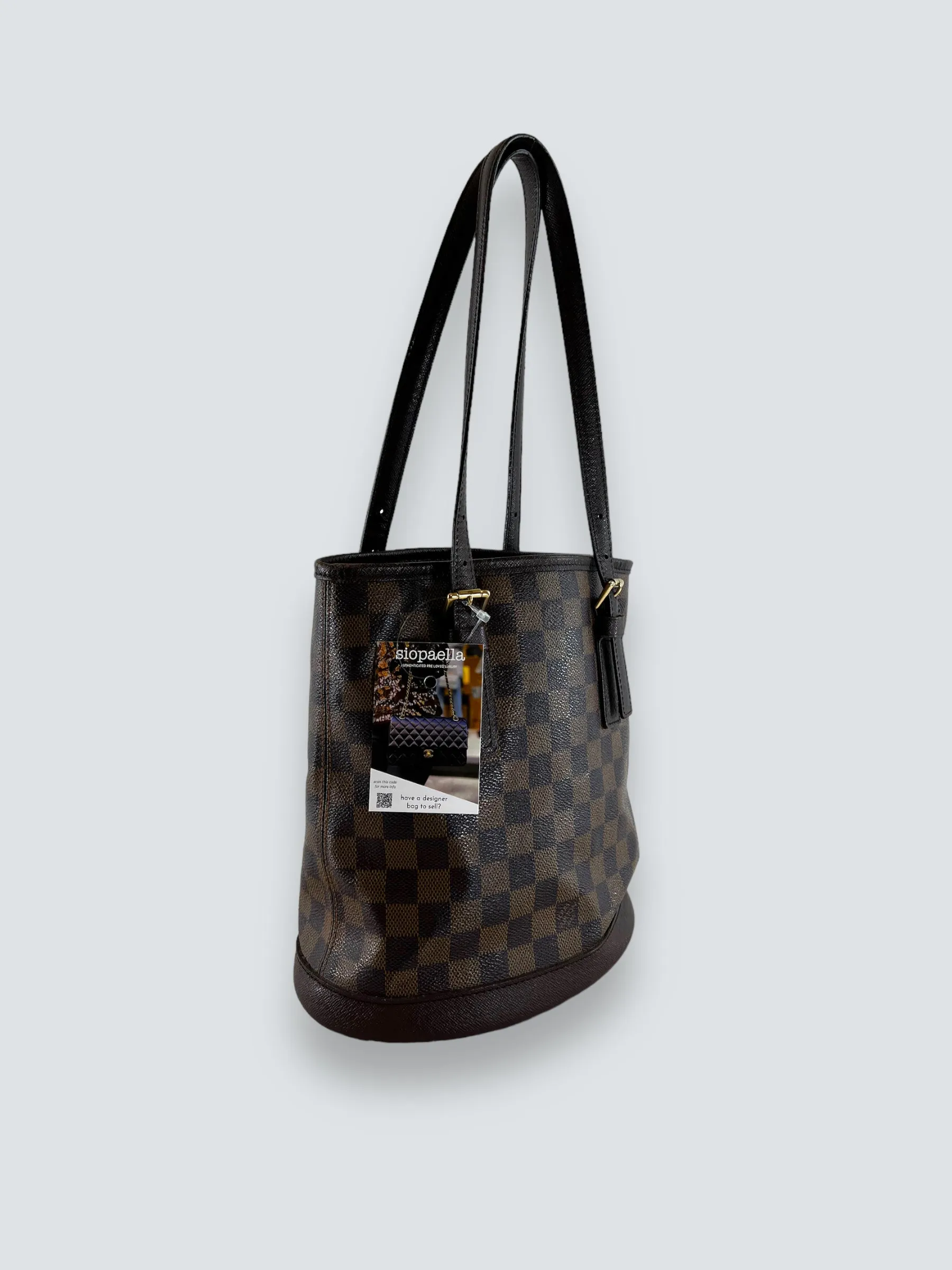 Louis Vuitton Damier Ebene Canvas Petite Bucket Handbag