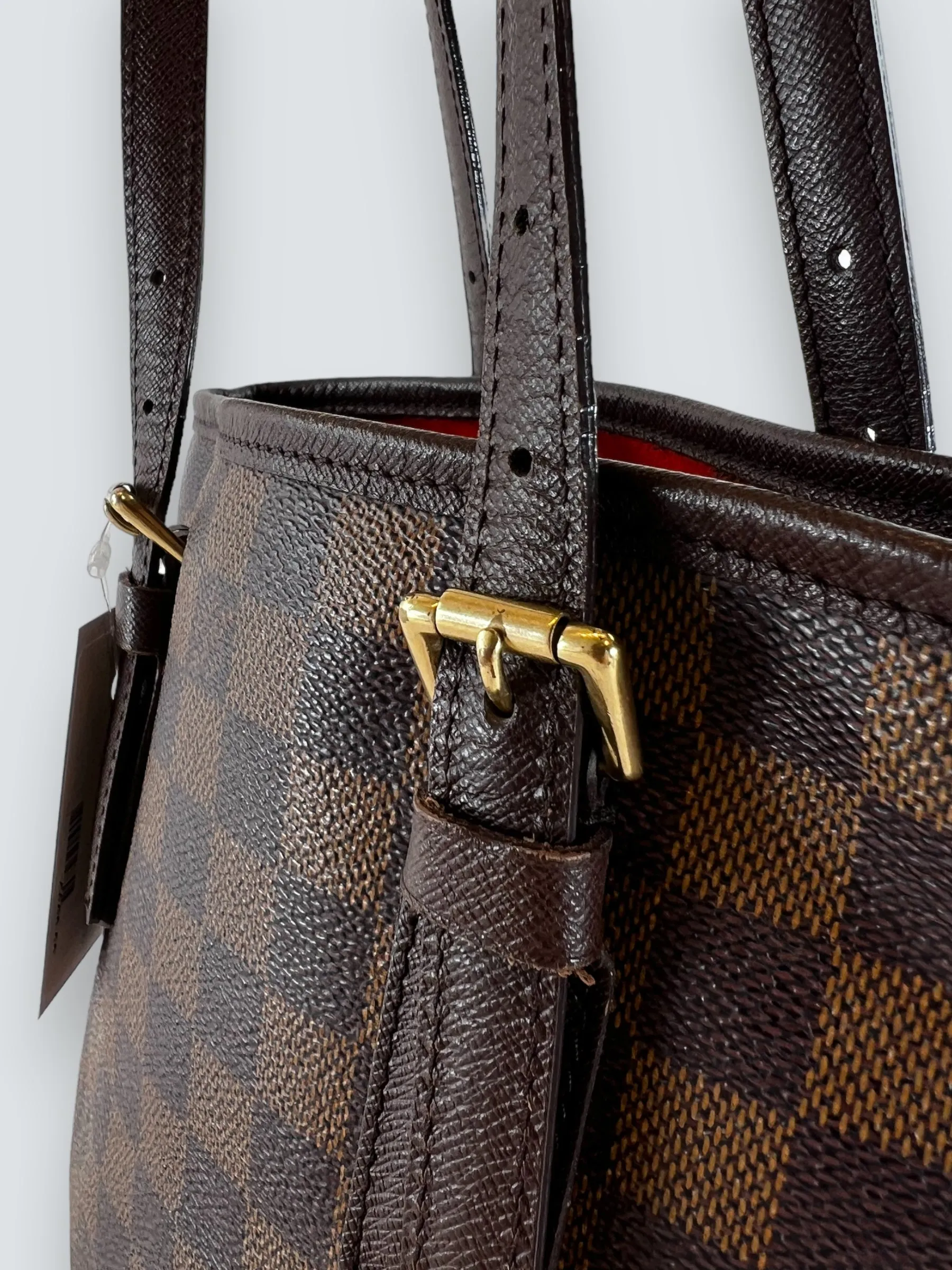Louis Vuitton Damier Ebene Canvas Petite Bucket Handbag