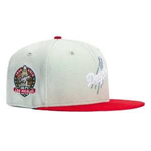 New Era 59Fifty Los Angeles Dodgers 60th Anniversary Patch Logo Hat - Grey. Red