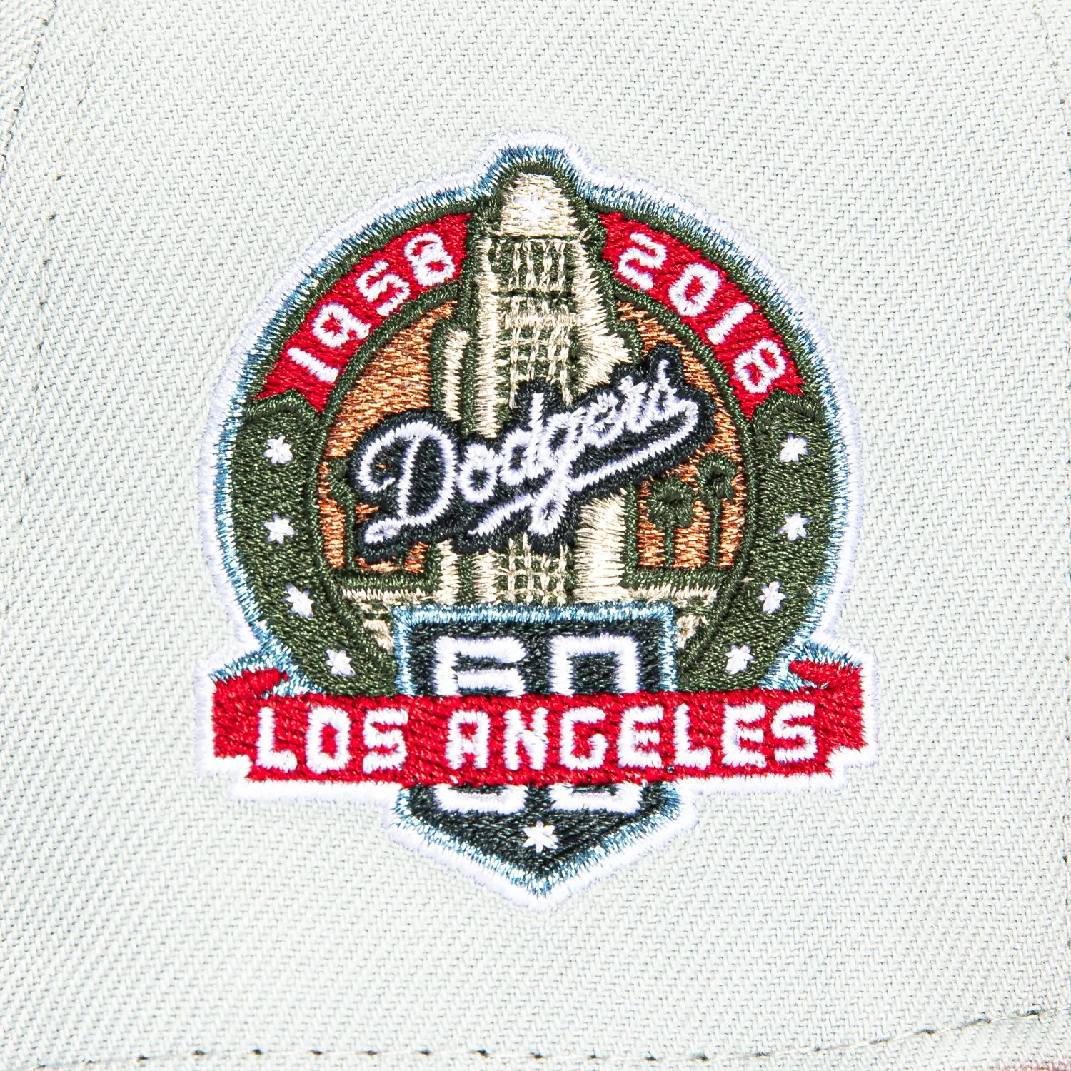 New Era 59Fifty Los Angeles Dodgers 60th Anniversary Patch Logo Hat - Grey. Red