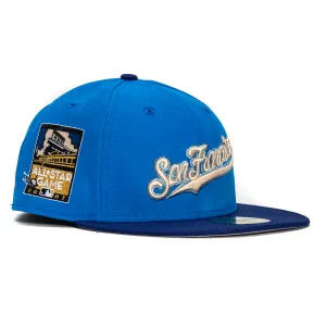 New Era 59Fifty San Francisco Giants 2007 All Star Game Patch Script Hat - Light Blue. Royal