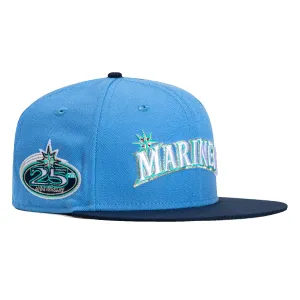 New Era 59Fifty Seattle Mariners 25th Anniversary Patch Word Hat - Light Blue. Navy