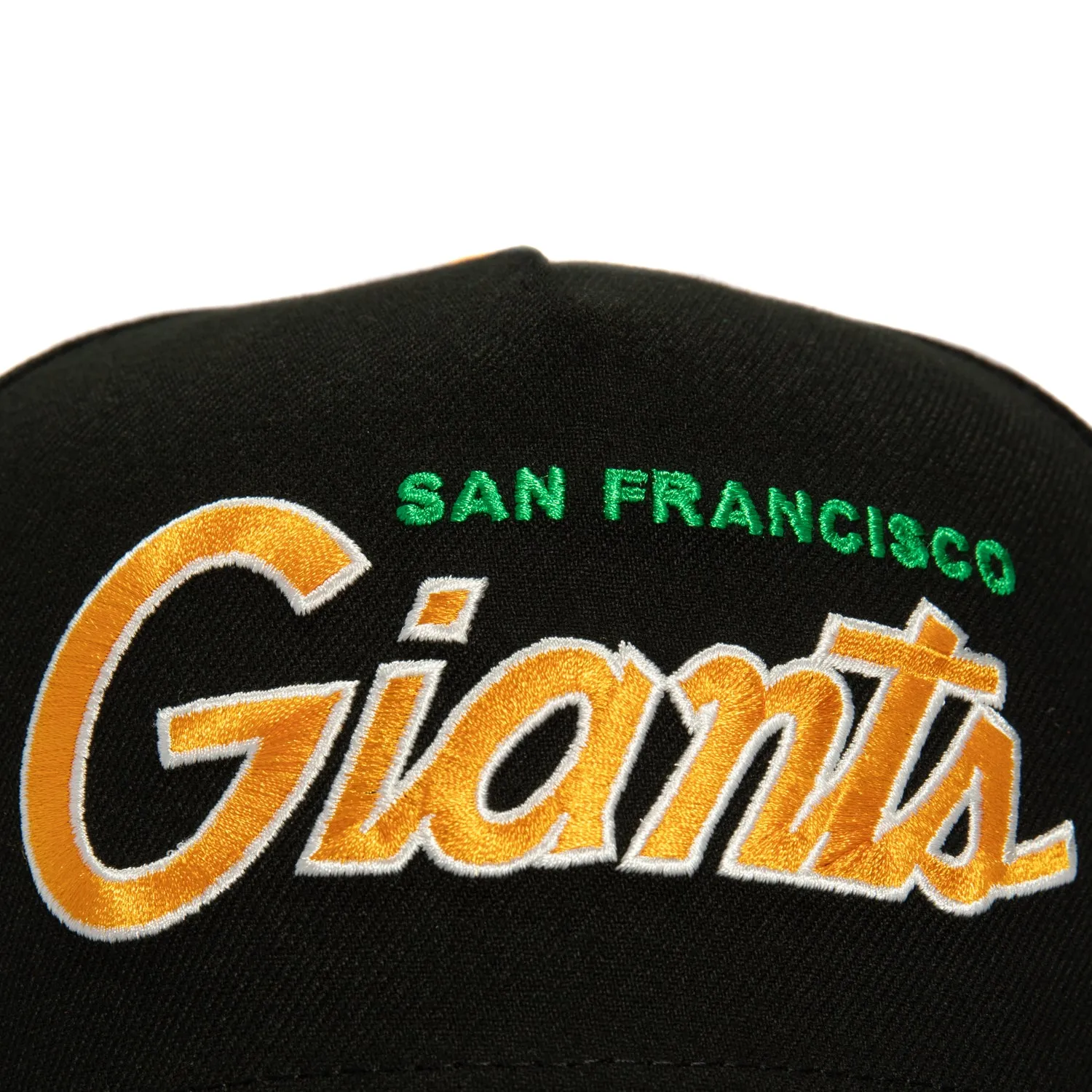 New Era 9Fifty A-Frame San Francisco Giants 2010 World Series Patch Script Snapback Hat - Black. Light Orange