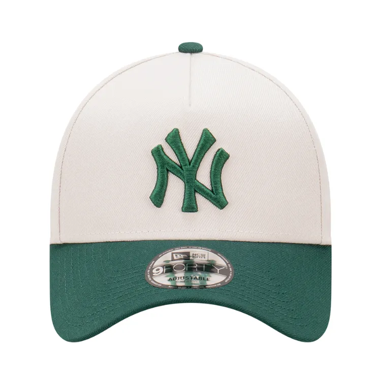 New Era New York Yankees 9FORTY A Frame Cap - Stone/Dark Green