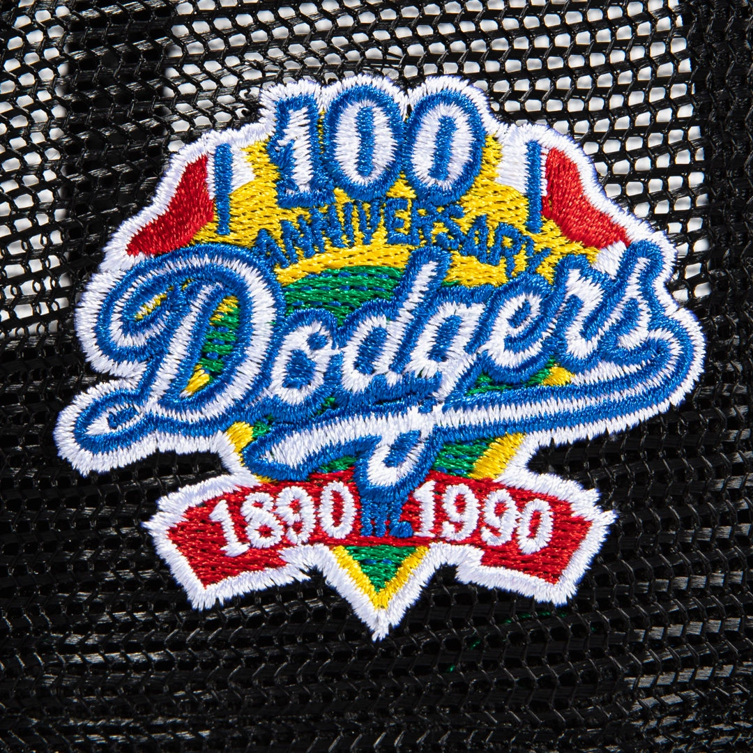 New Era 59Fifty Black Dome Los Angeles Dodgers 100th Anniversary Patch Trucker Hat - Black