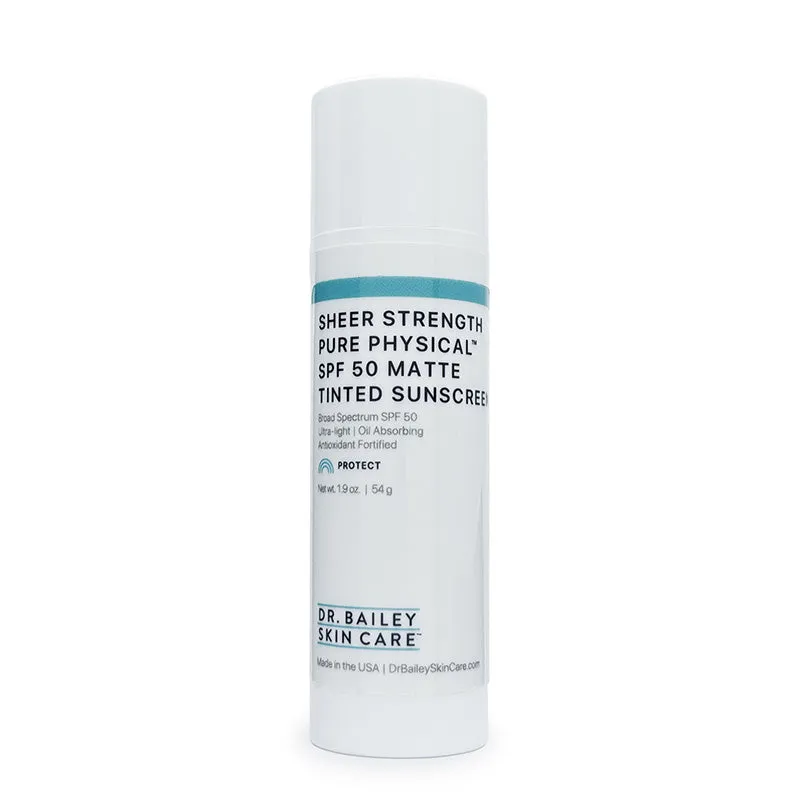 Sheer Strength Pure Physical Matte Tinted Creme Sunscreen. SPF 50