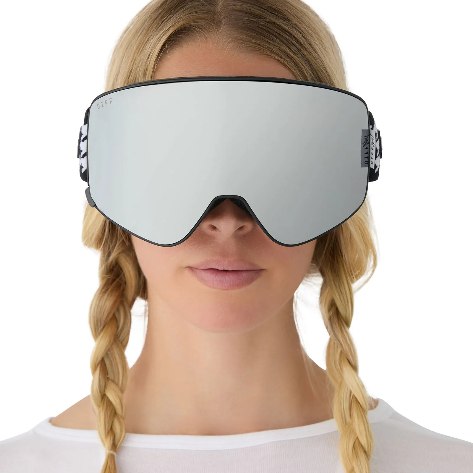 SNOW GOGGLES - FROST   HOUNDSTOOTH   SILVER MIRROR   POLARIZED GOGGLES & FREE AURORA PINK LENS