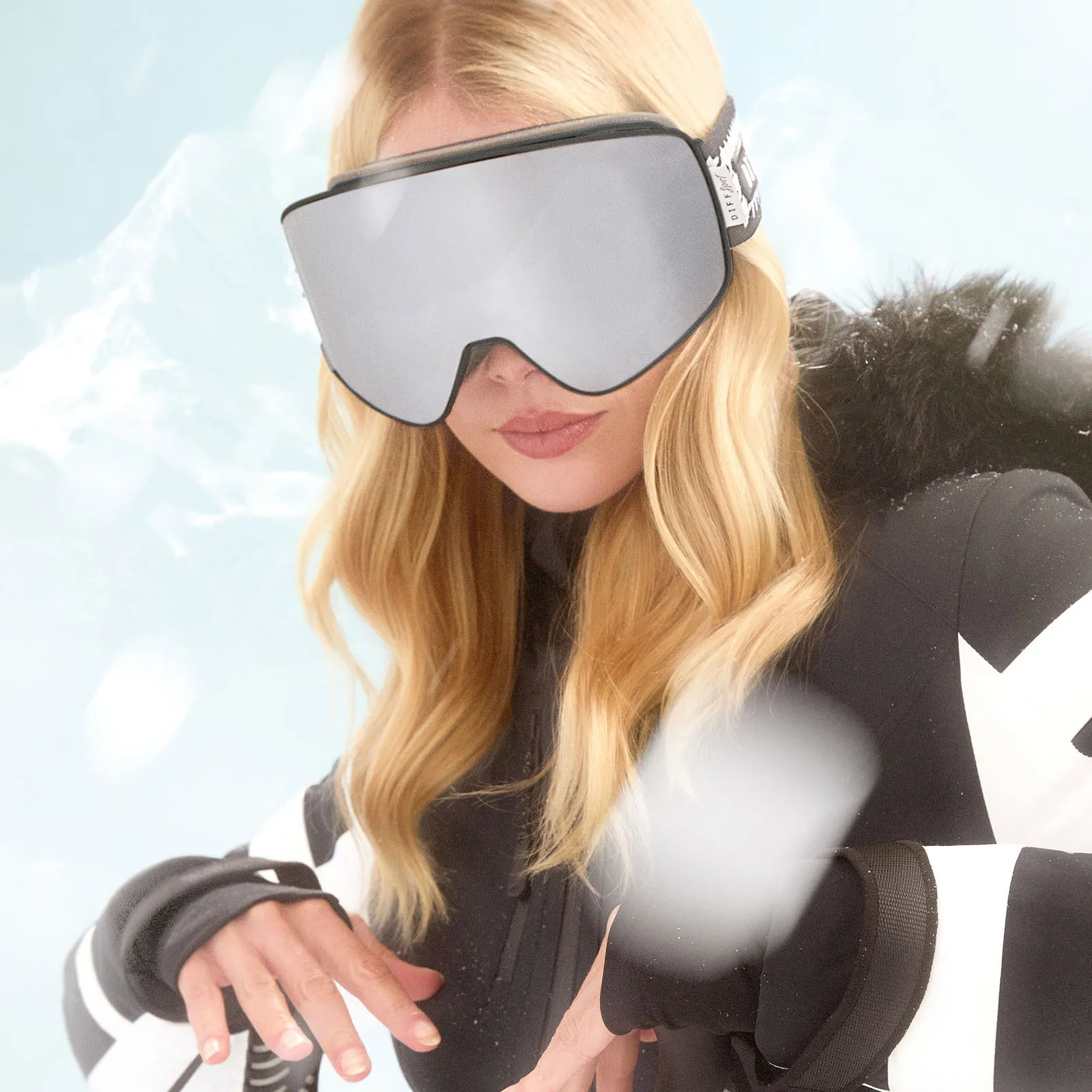 SNOW GOGGLES - FROST   HOUNDSTOOTH   SILVER MIRROR   POLARIZED GOGGLES & FREE AURORA PINK LENS