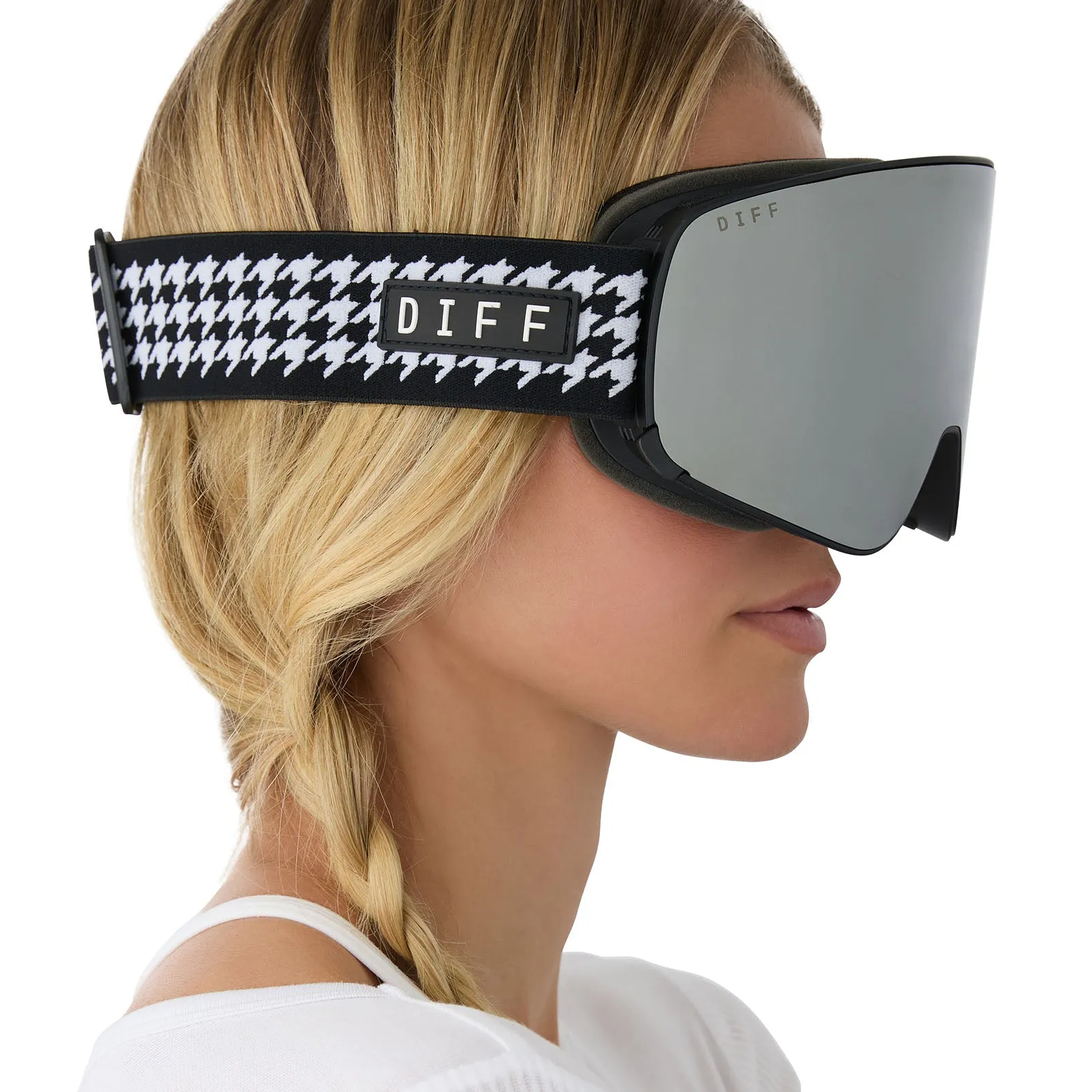 SNOW GOGGLES - FROST   HOUNDSTOOTH   SILVER MIRROR   POLARIZED GOGGLES & FREE AURORA PINK LENS
