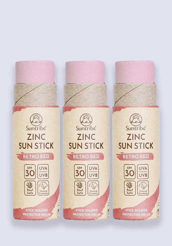 Suntribe Natural Mineral Zinc Sun Stick Retro Red SPF 30 30g - 3 Pack Saver
